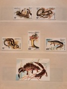 Laos 1994  Mi  1414-8  + blok 150  wąż traszka komplet