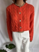 sweter kardigan pulz jeans pomarańczowy warkocz guziki nowy 42