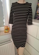 36 S Mango zimowa czarna sukienka w paski na zime mała czarna wieczorowa