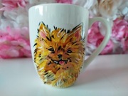 Kubek ręcznie malowany - uroczy pomeranian, szpic miniaturowy