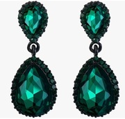 Ever Faith Damskie austriackie kryształowe kolczyki z 2 łezkami retro