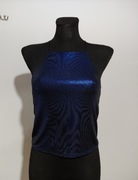 Top metaliczny opalizujący niebieski firmy Topshop używany rozmiar 34/36