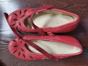 Balerinki Clarks skóra naturalna czerwień na rzep wkładka 21 cm 