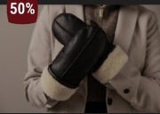 piękne orginslne rekawiczki 100% skora i wełna 