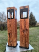 Lampy stojące ze starej belki rozbiorkowej, ręcznie robione