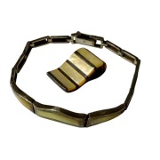 Srebrny komplet PRL 925 – bransoletka + wisiorek z masą perłową