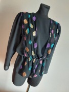 Sixth sense bluzka czarna kolorowe grochy wiskoza s m