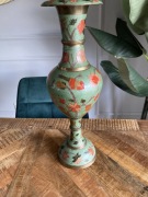 Mosiężny wazon indyjski z motywem kwiatowym i ptakami