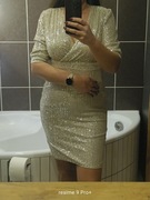 Złota cekinowa sukienka mini rozm L 