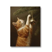 Świąteczny kot – plakat w stylu malarstwa olejnego 30x40cm