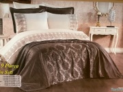 Komplet pościeli 9-częściowy  200 x 220 z szarą narzutą na łózko