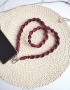 Pasek do torebki telefonu aparatu makrama handmade bordowy smycz boho HOPE