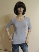 BURBERRY BRIT szara lekka bluzka wywijane mankiety w kratkę _ XS