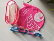 Zestaw na basen okulary + czepek silikonowy + etui