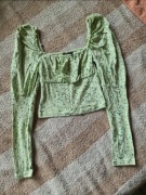  Zielona bluzka w kwiatki z bufiastymi rękawami XS Asos design