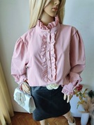 Różowa koszula plus size z falbanami XXXL elegancka romantyczna oversize 