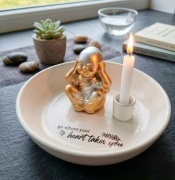 Budda na Talerzu Dobrych Myśli – Ręcznie Malowany, Zestaw unikat design