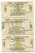 Bilet MZK Warszawa - 4000 zł, warianty numeratora