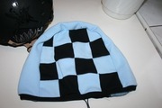 pokrowiec na kask narciarski XL/XXL czarny niebieski krata szachownica