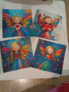 4 poszewki na poduszki 40x40 aniołki i serca