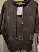 Czarna Bluzka Damska Elegancka Misie Tous wysadzane cyrkoniami roz.48