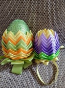 Pisanki Karczochy Jajka Wielkanocne Rękodzieło Wstążki Zestaw 2 szt.