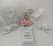 Exploding box kartka pudełko pamiątka chrzest roczek narodziny urodziny 