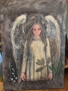 Anioł na desce metodą decoupage 