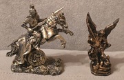 Figurki dewocjonalia. Święty Jerzy na koniu Archanioł Michał Arcystrateg. 