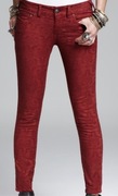 Jeansy jegginsy tregginsy teksturowane ciemna czerwień 36 38
