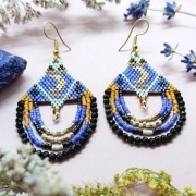 Onyks i bursztyn - kolczyki z koralików i kamieni SECRET MOON 