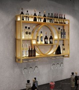 Złoty regał na wino regał barowy ścienny żelazny 120x80x15cm barek 