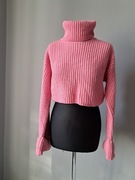 Nowy piękny sweter golf krótki S/36 różowy Nelly nly trend