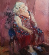 obraz olejny płótno 97x85 portret stara kobieta Anna Głowacka lata 60/70 do