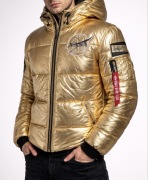Alpha Industries NASA Kurtka M Złota Puffer Hooded Premium Streetwear
