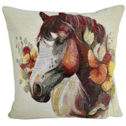 Dekoracyjna poszewka na poduszkę z koniem 42x42 gobelinowa 