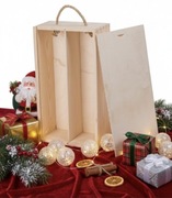 SKRZYNKA DREWNIANA  NA ALKOHOL WINO PODWÓJNA DECUPAGE Podwójna   