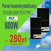 Panele fotowoltaiczne 600W Panel * 345 zł Brutto Just Solar Od ręki