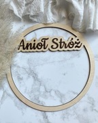 Obręcz z tekstem Anioł stróż do Aniołków makrama