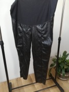 Czarne spodnie ciążowe ekoskóra 44