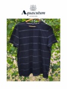 Aquascutum męska koszulka L granatowa paski z logo