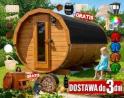 SAUNA Ogrodowa 400cm + PRZEBIERALNIA + GRATIS Beczka 500L Akcesoria =Wycena