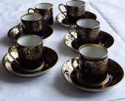 Zestaw vintage Rosenthal  do kawy, kobalt plus złocenia
