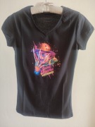 Damski t-shirt czarny S z dekoltem w literę V z nadrukiem Freddy Kruger 
