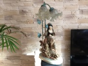 Piękna Włoska Lampka Nocna Postaciowa Marmur Alabaster