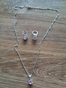 nowa srebrna biżuteria próby 925, kolczyki dł 2,5 cm łańcuszek dł 45 cm.