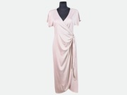 Sukienka Monki 72% Modal S/36 Beżowa Kopertowa Midi | Do Biura Stan BDB