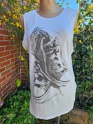 Zara bluzka top koszulka t-shirt wzór trampki r M