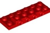 LEGO PLATE 2X6X2/3 W 4 HOR. KNOB RED 4565431/87609