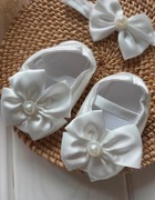 Buciki balerinki z opaską na chrzest do chrztu sesję 0-6 6-12